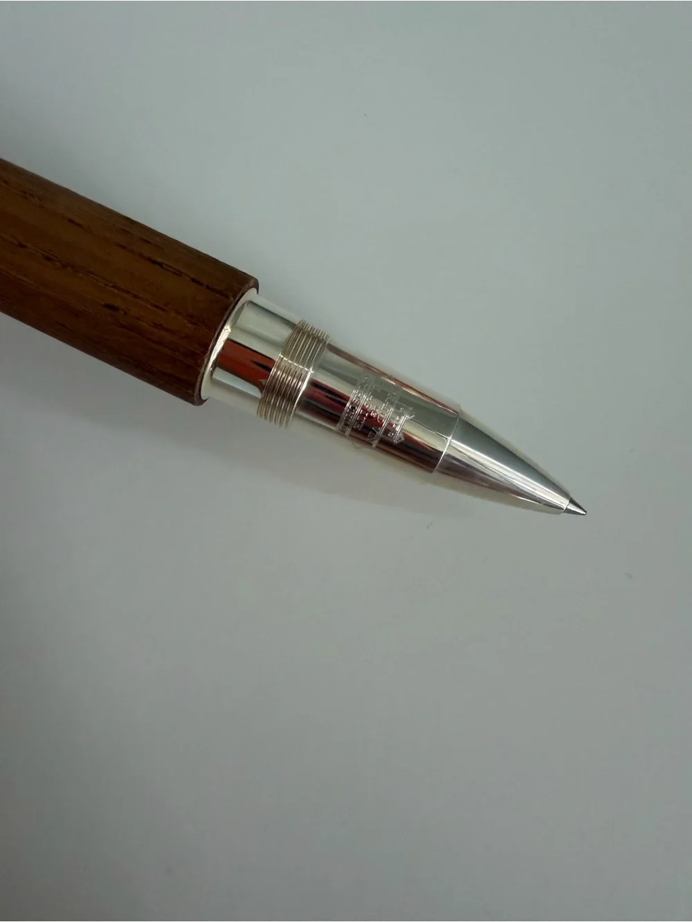 Wood & Metal Rollerball Pen - Brown and Silver